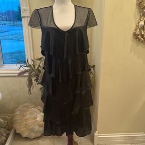 BCBGMaxAzria Black Tiered Ruffled Mini Dress